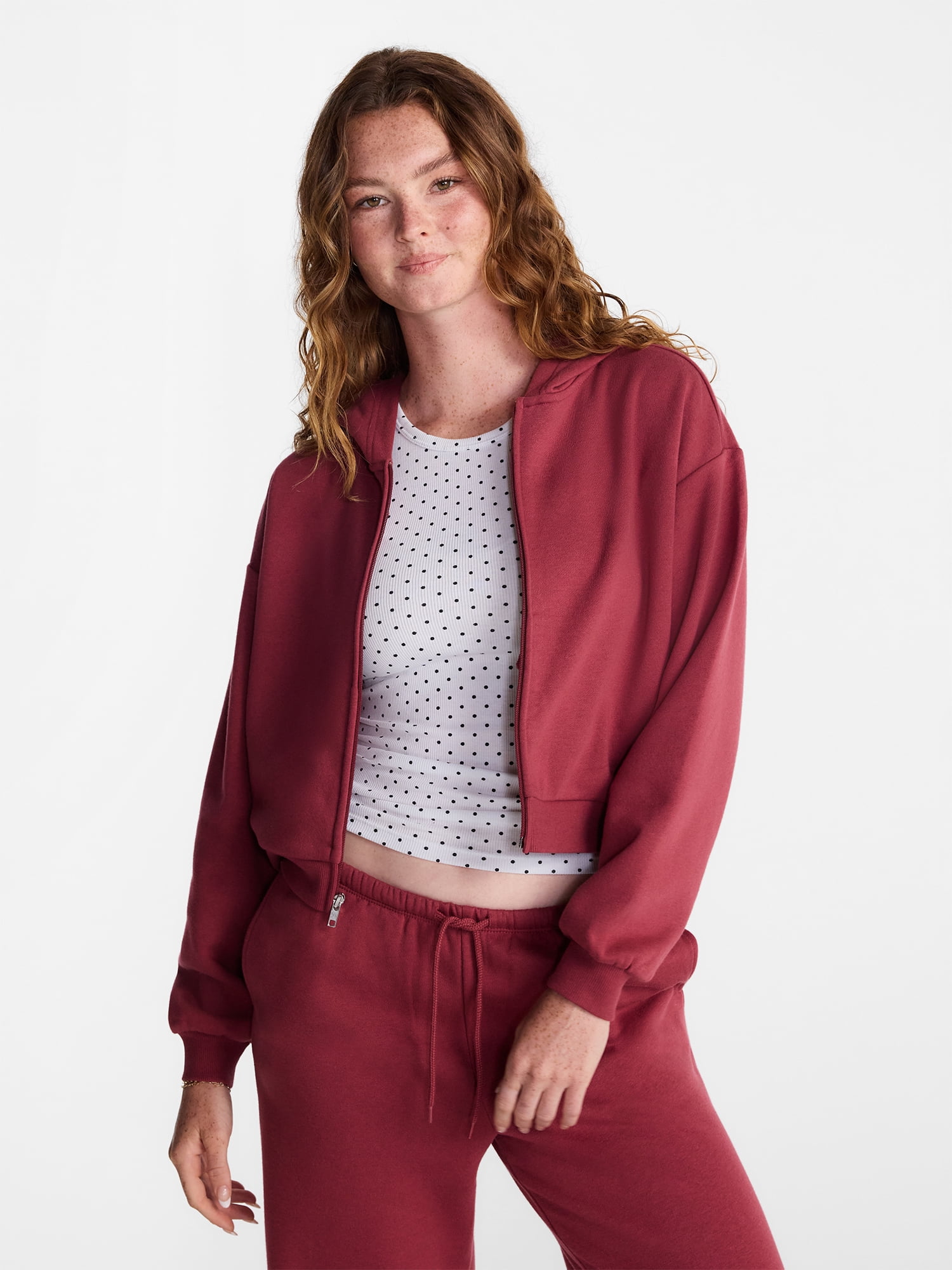 No Boundaries Boxy Zip Up Hoodie, Women's XXS-XXL