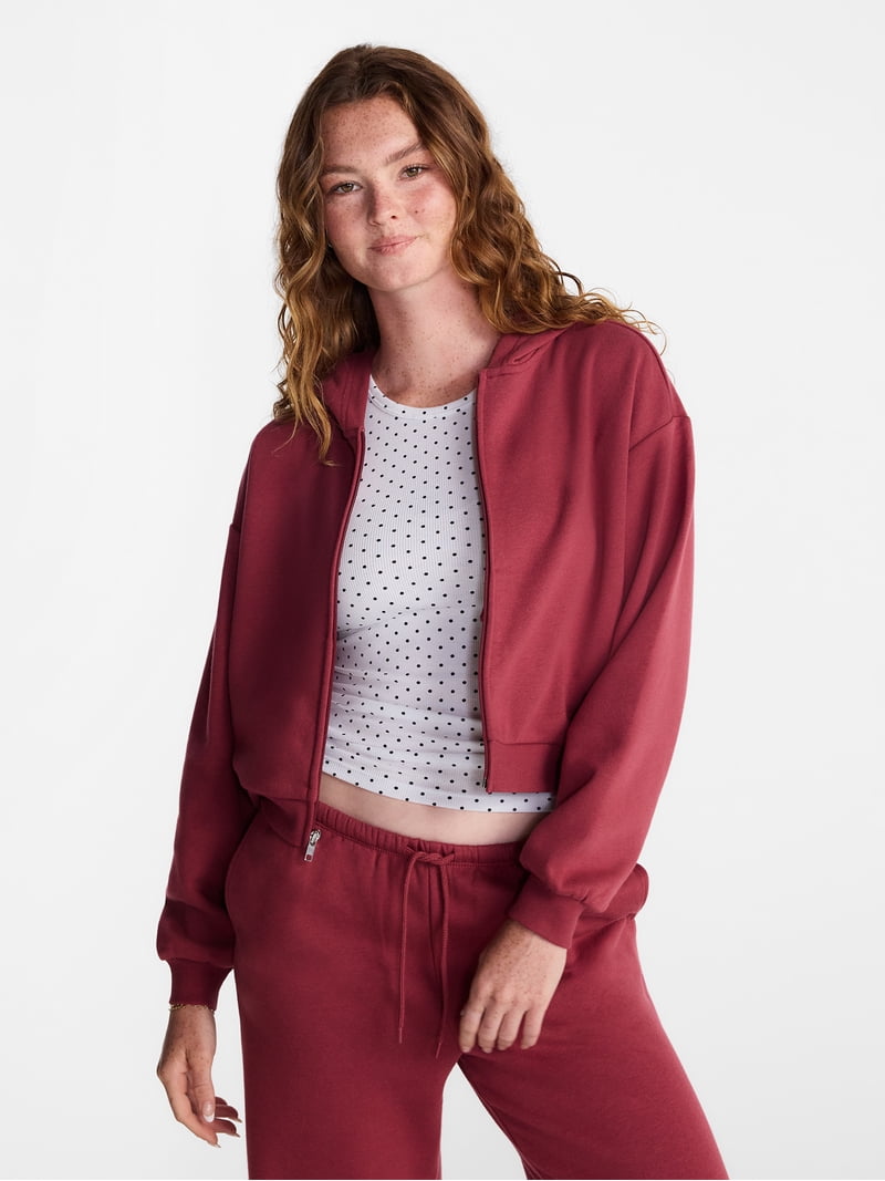 No Boundaries Boxy Zip Up Hoodie, Women's XXS-XXL - Walmart.com
