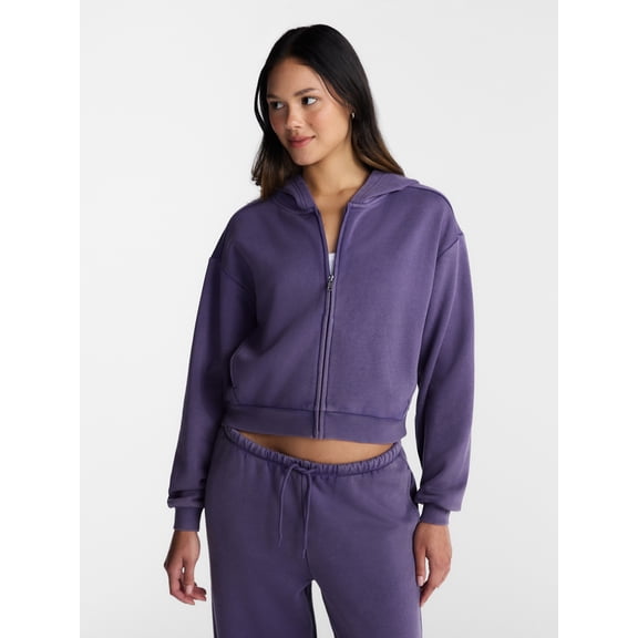 No Boundaries Boxy Zip Up Hoodie, Women's XXS-XXL