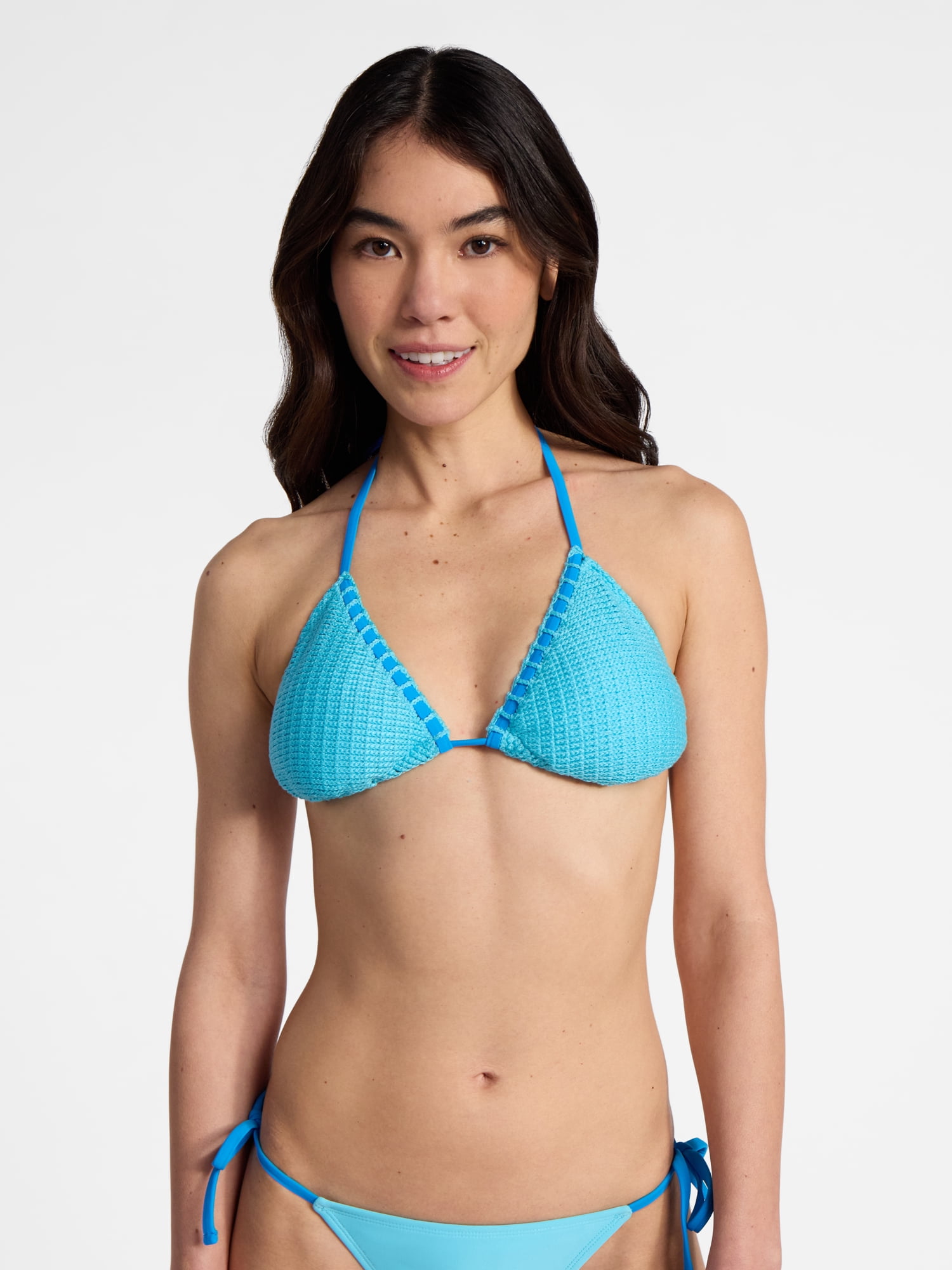 No Boundaries Crochet Triangle Bikini Top, Women’s