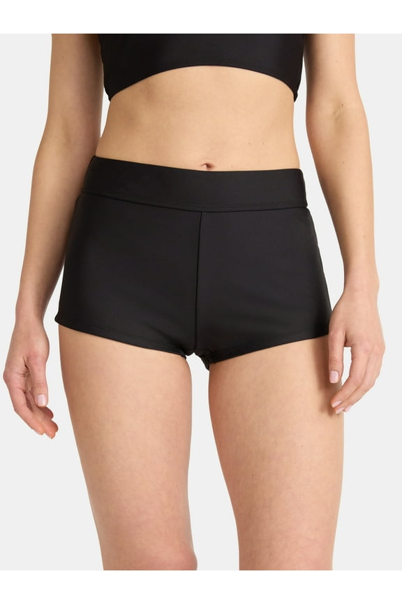 Rich Black Boyshort Swim Bottoms, Women's