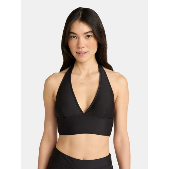 No Boundaries Rich Black Halter Bikini Top, Women's