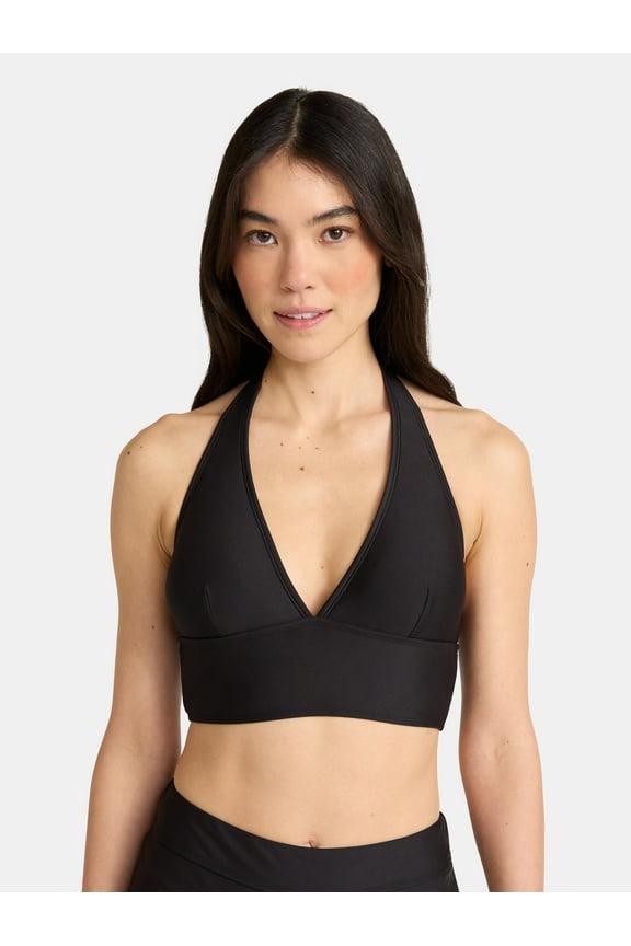 Rich Black Halter Bikini Top, Women's