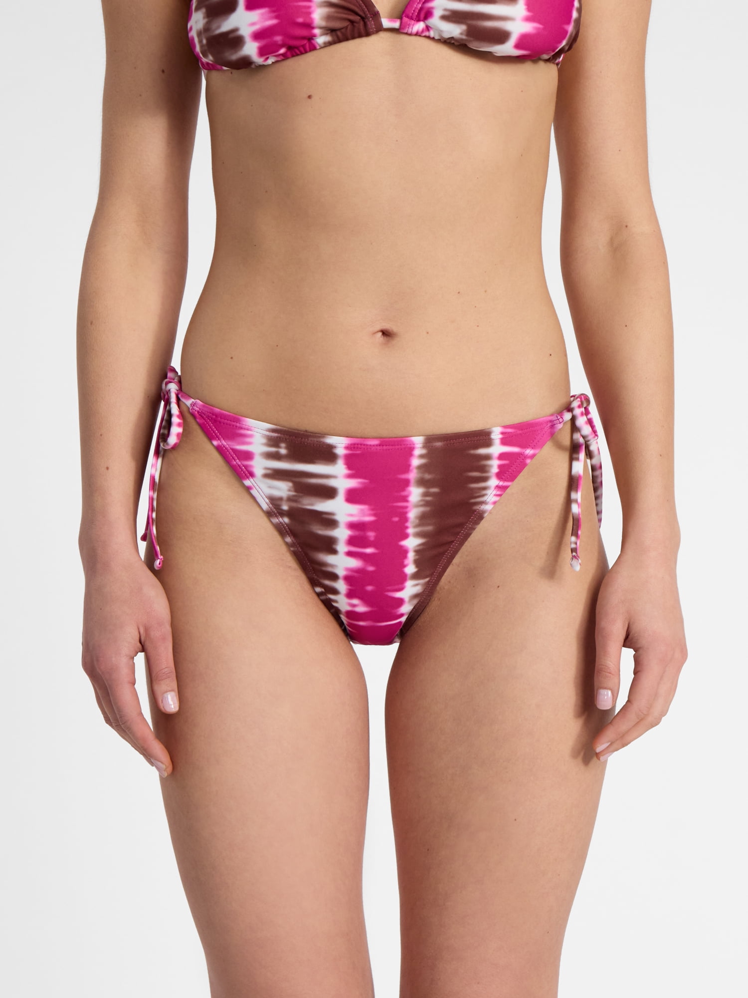 No Boundaries Contrast Print Cheeky High Waist Bikini Bottoms, Women’s