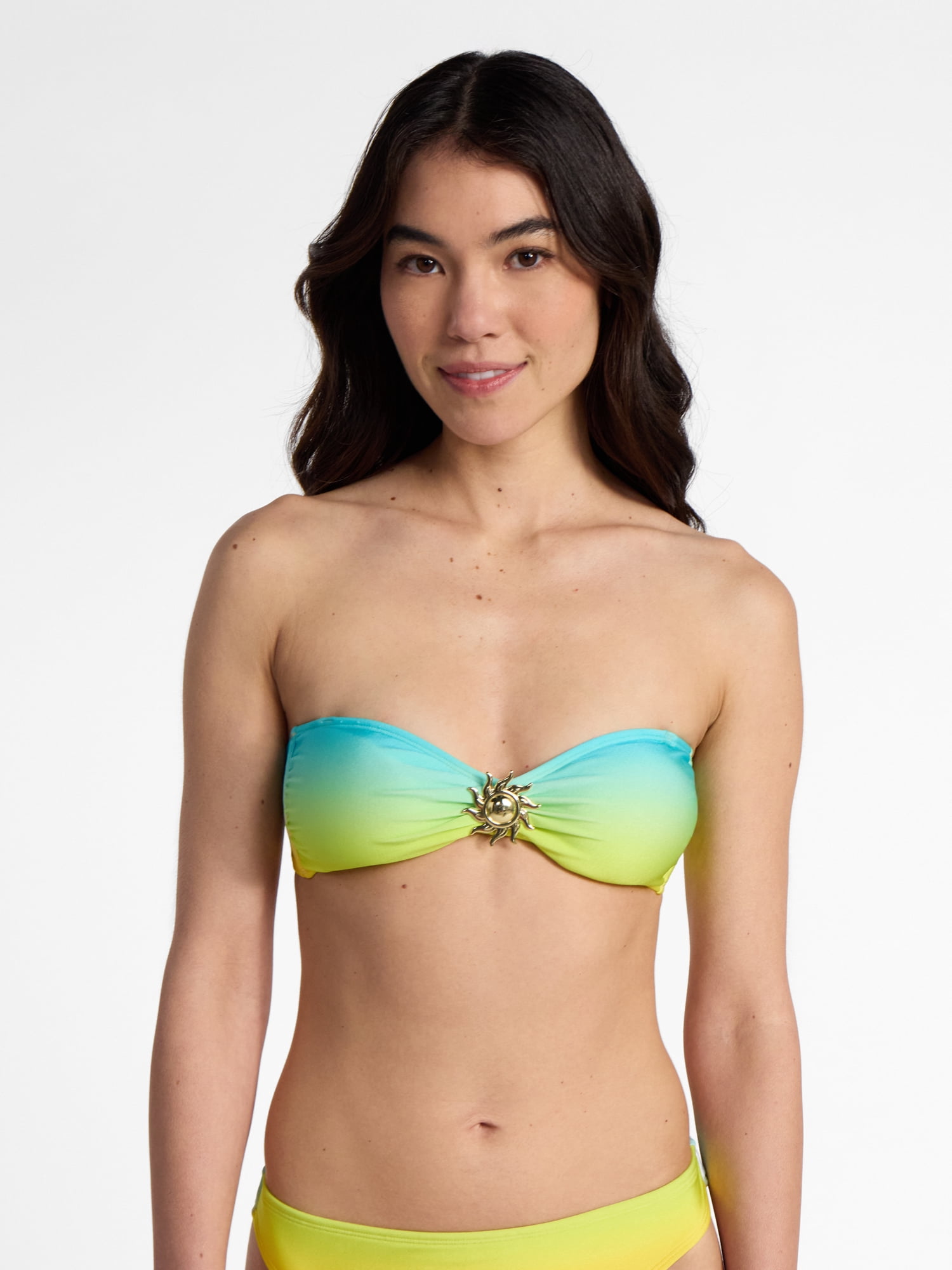 No Boundaries Ombré Bandeau Sun Bikini Top, Women’s