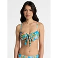 thumbnail image 1 of No Boundaries Postcard Printed Tie Front Bikini Top, Women’s, 1 of 5