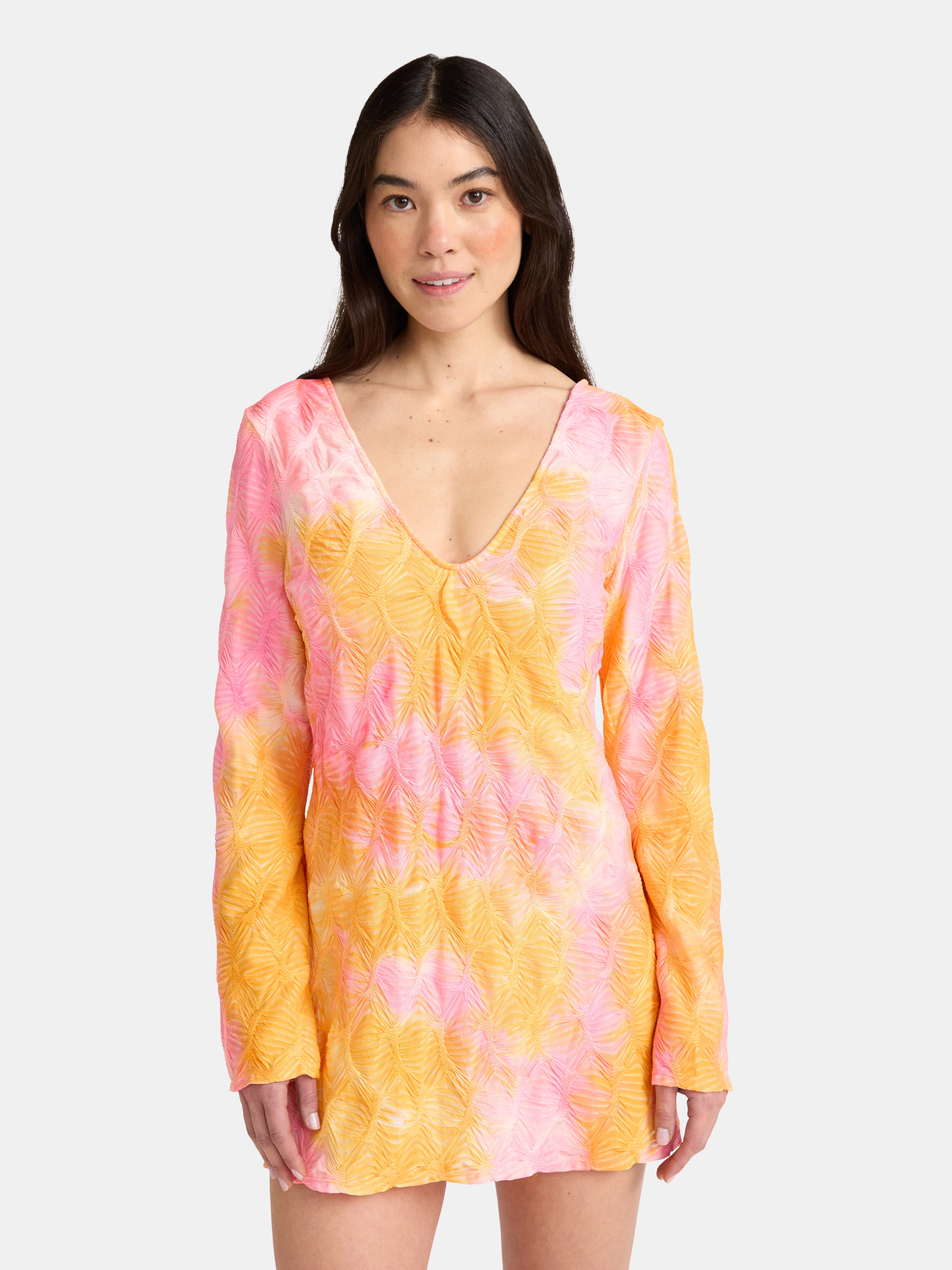 No Boundaries Scrunch Texture Coverup Dress, Women’s