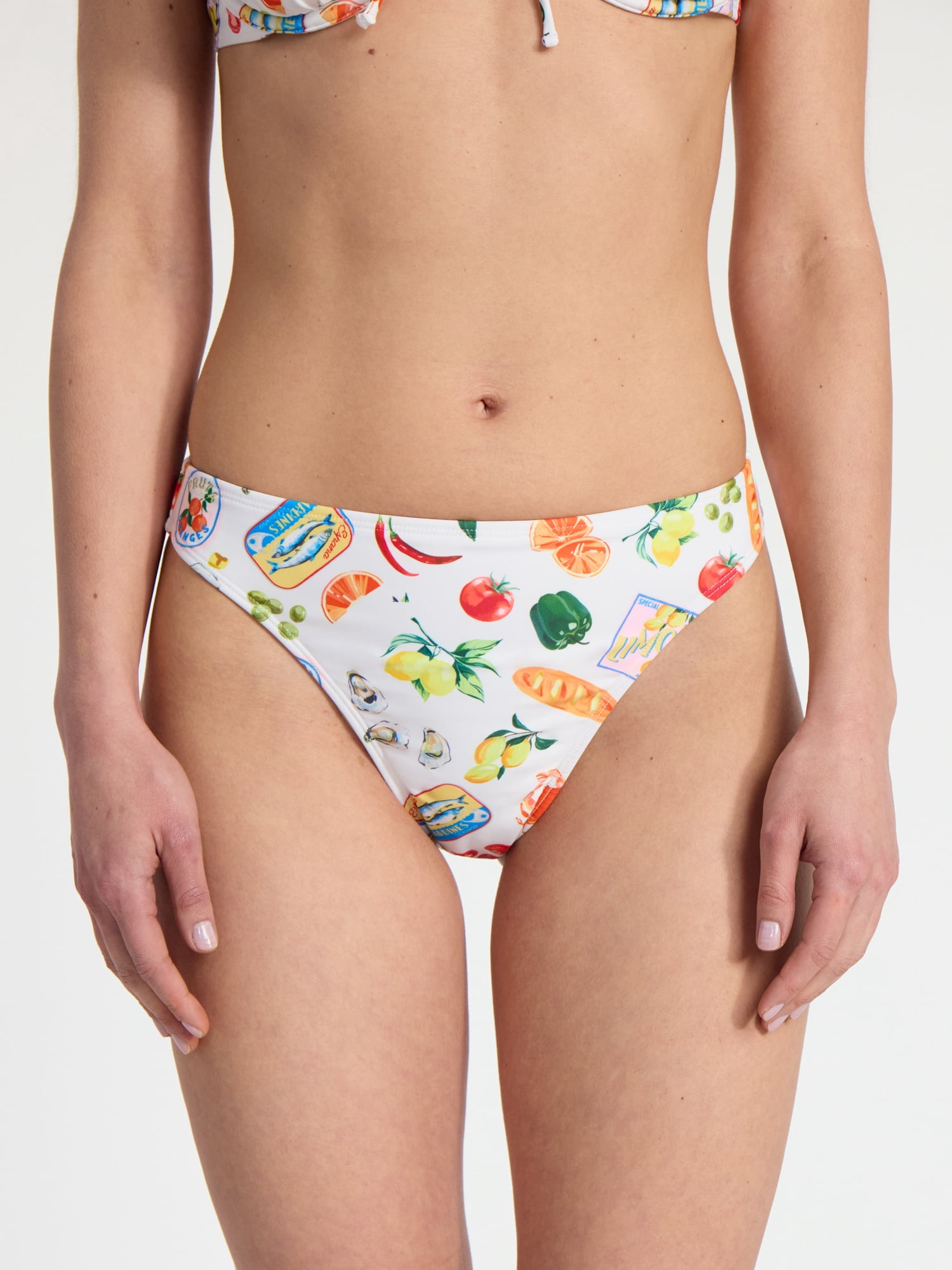 No Boundaries Kitschy Printed High Leg Bikini Bottoms, Women’s