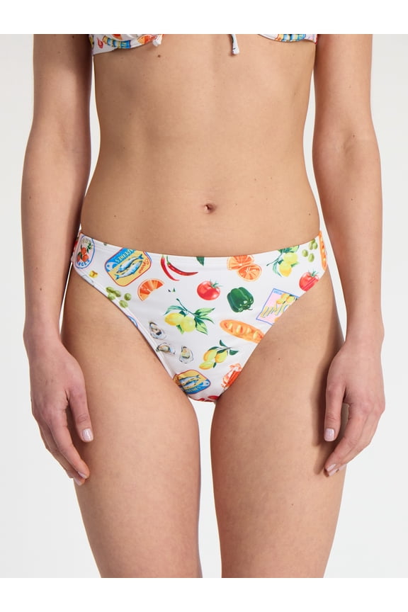 Kitschy Printed High Leg Bikini Bottoms, Women’s