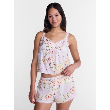 No Boundaries Woven Cami Top and Shorts Sleep Set, 2-Piece, Women's XS-XXL