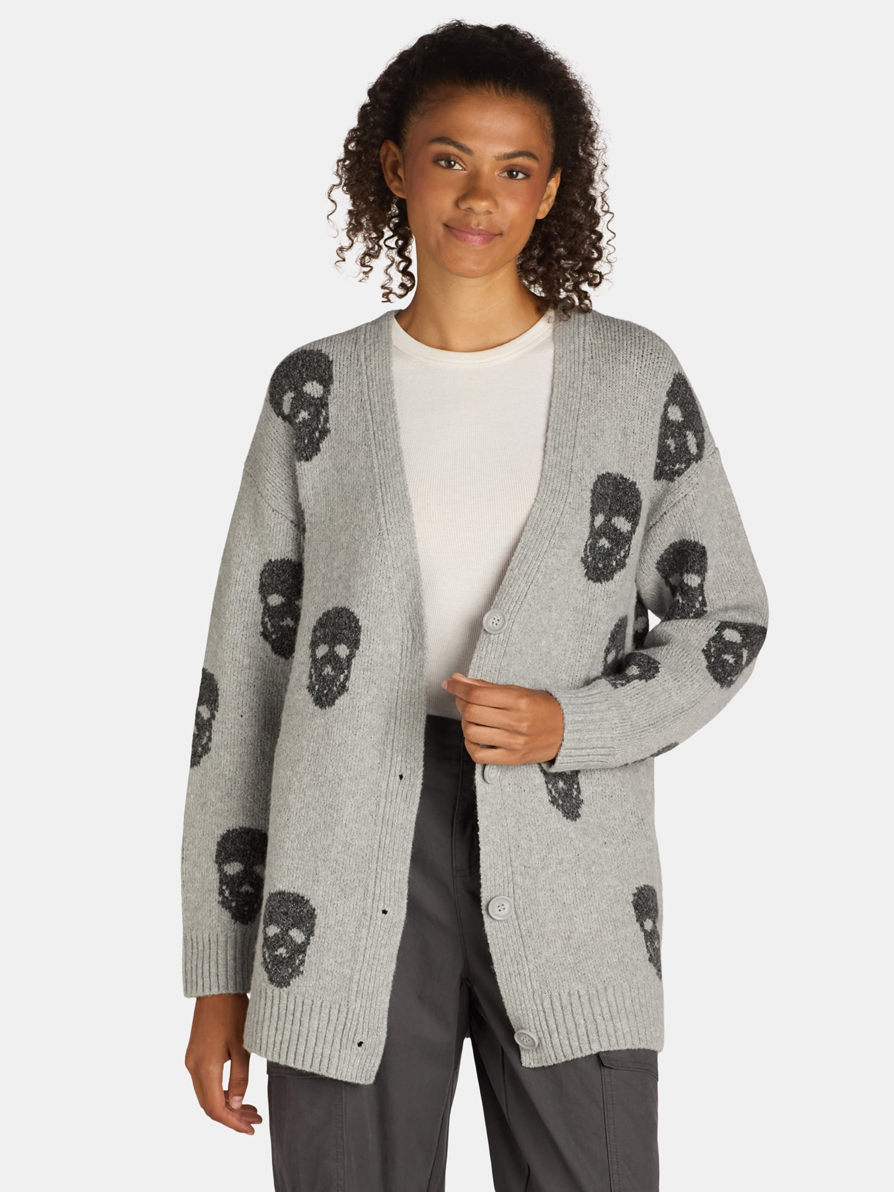 No Boundaries Conversational Cardigan, Women's Sizes XXS-XXL No Boundaries Conversational Cardigan, Women's Sizes XXS-XXL