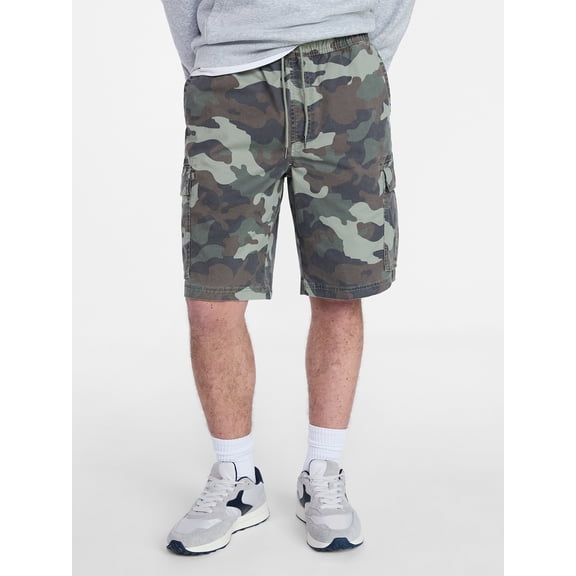 No Boundaries Men's Twill Cargo Shorts, 10 in Inseam