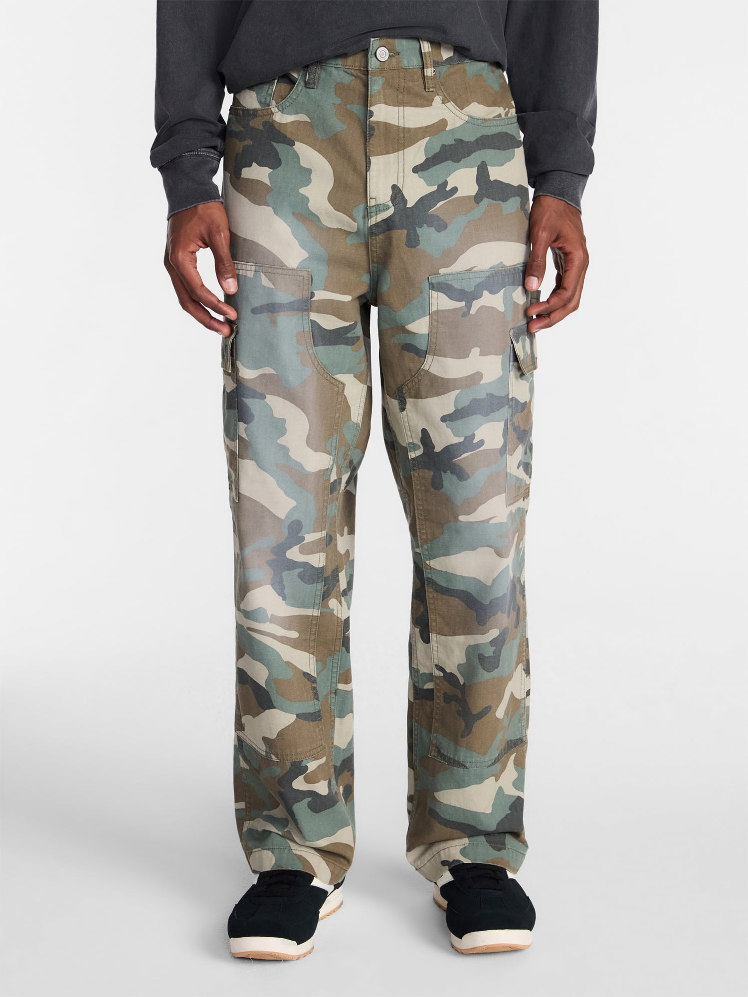 No Boundaries 100% Cotton Loose Fit Carpenter Pants, Men's Sizes 28-44