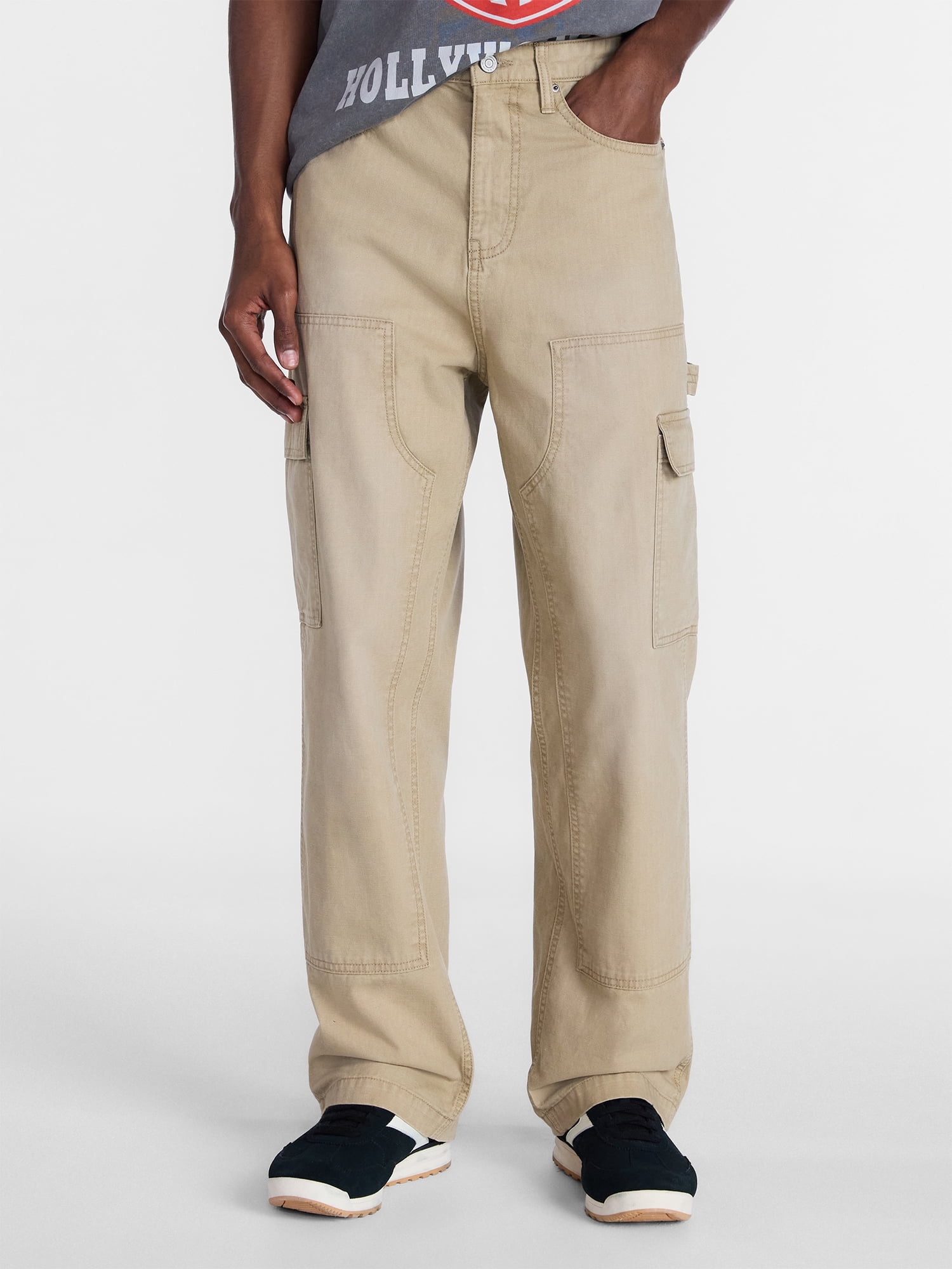 No Boundaries 100% Cotton Loose Fit Carpenter Pants, Men's Sizes 28-44