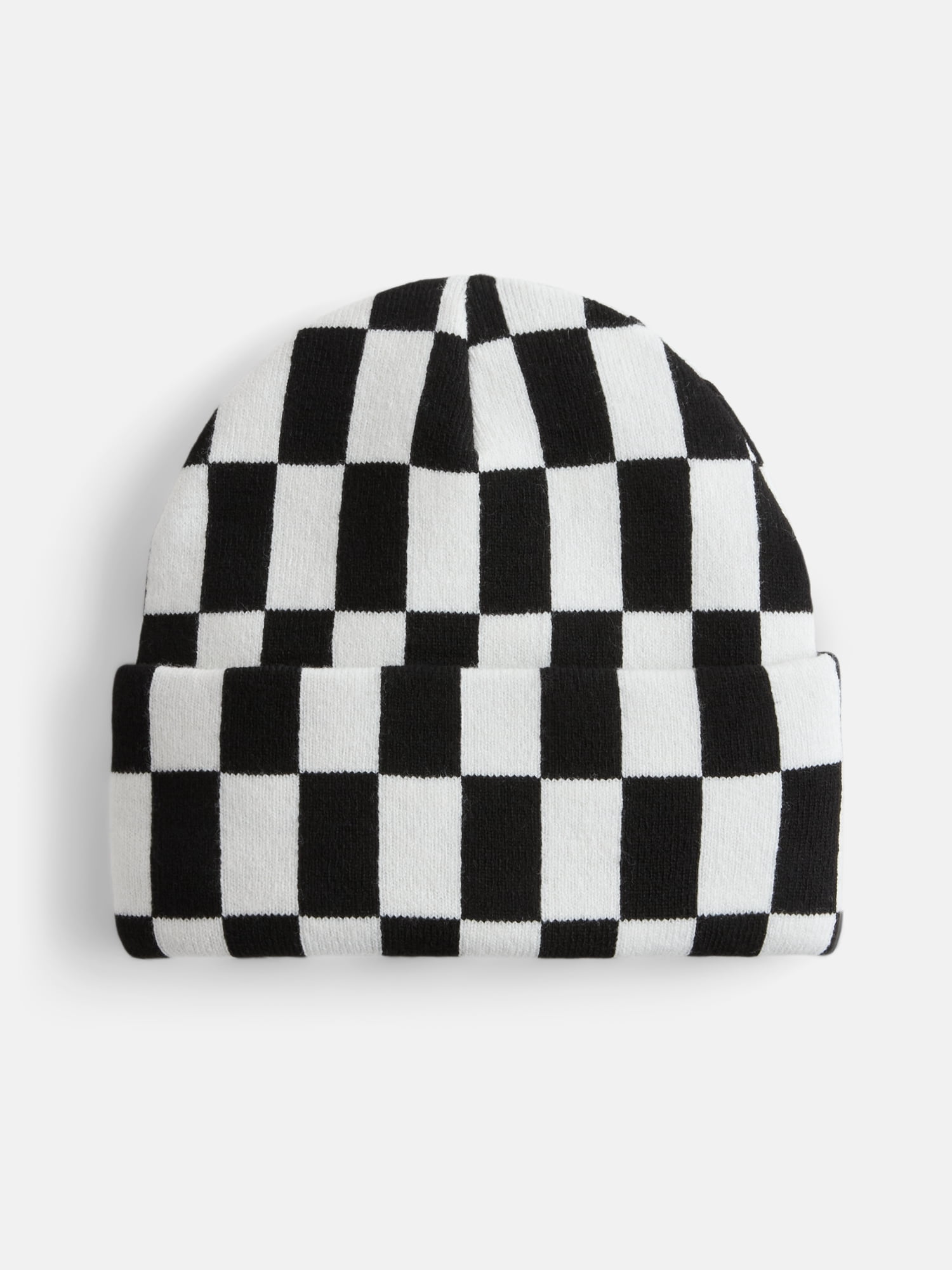 No Boundaries Women's Ribbed Knit Checkered Beanie