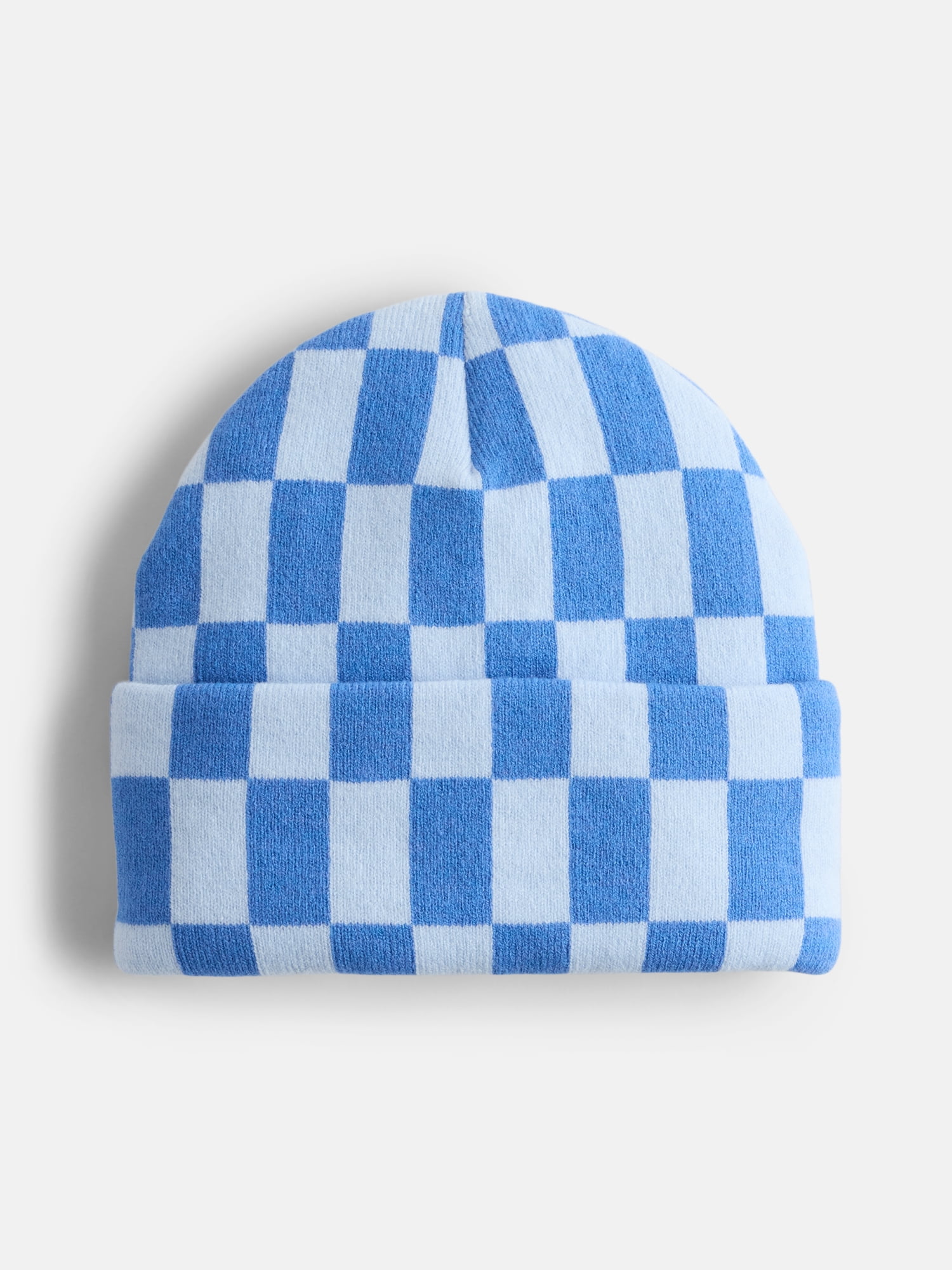 No Boundaries Women's Ribbed Knit Checkered Beanie