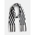 thumbnail image 1 of No Boundaries Women's Check Scarf with Fringe, Black Soot, 1 of 5