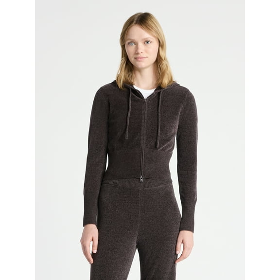 No Boundaries Chenille Zip-Up Hoodie, Women's