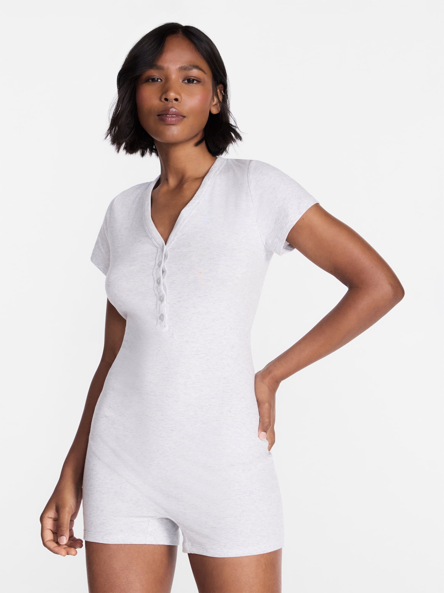 No Boundaries Cloud Core Sleepwear Romper, Women's XXS-3X