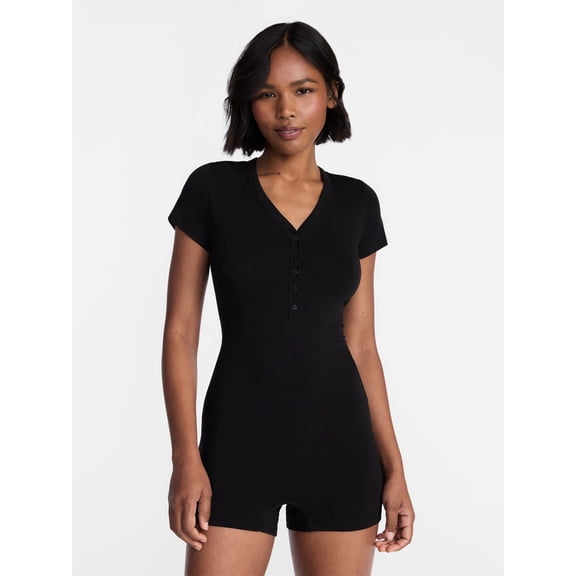 No Boundaries Cloud Core Sleepwear Romper, Women's XXS-3X