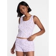 thumbnail image 1 of No Boundaries Cloud Core Sleepwear Tank Top and Shorts Sleep Set, 2-Piece, Women's XXS-3X, 1 of 5