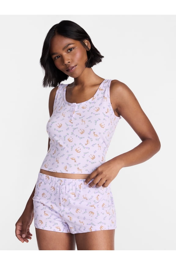 Cloud Core Sleepwear Tank Top and Shorts Sleep Set, 2-Piece, Women's XXS-3X
