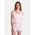 thumbnail image 1 of No Boundaries Cloud Core Sleepwear Tank Top and Shorts Sleep Set, 2-Piece, Women's XXS-3X, 1 of 5