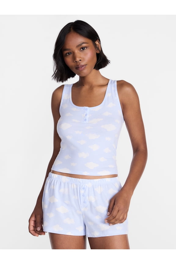 Cloud Core Sleepwear Tank Top and Shorts Sleep Set, 2-Piece, Women's XXS-3X