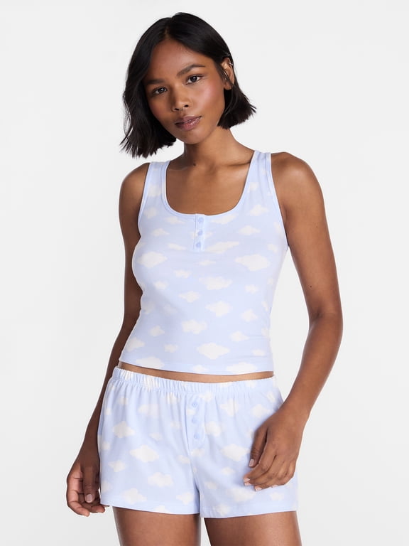 Cloud Core Sleepwear Tank Top and Shorts Sleep Set, 2-Piece, Women's XXS-3X