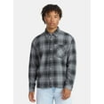 thumbnail image 1 of No Boundaries Collared Cotton Boxy Cropped Fit Flannel Shirt, Men's and Big Men's Sizes XS-5XL, 1 of 5