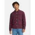 thumbnail image 1 of No Boundaries Collared Cotton Boxy Cropped Fit Flannel Shirt, Men's and Big Men's Sizes XS-5XL, 1 of 5