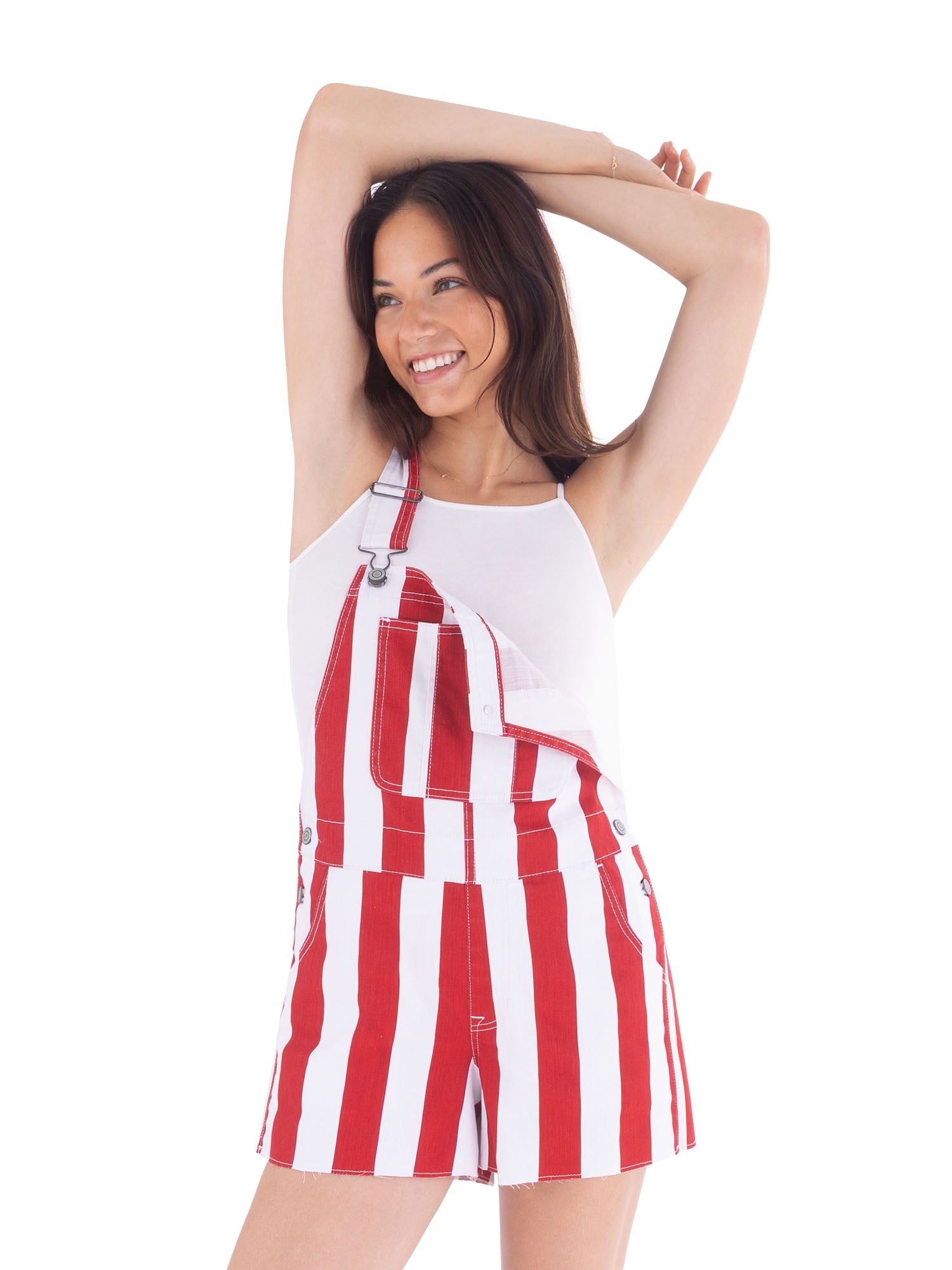 No Boundaries Game Day Raw Hem Shortalls, 3" Inseam, Women's Sizes XXS-XXL