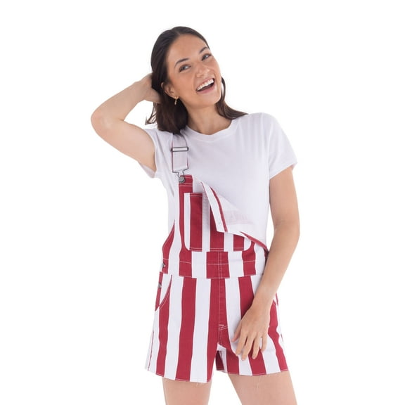 No Boundaries Game Day Raw Hem Shortalls, 3" Inseam, Women's