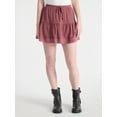 thumbnail image 1 of No Boundaries Drawcord Ruffle Mini Skirt with Lace Trim, Women's, 1 of 5