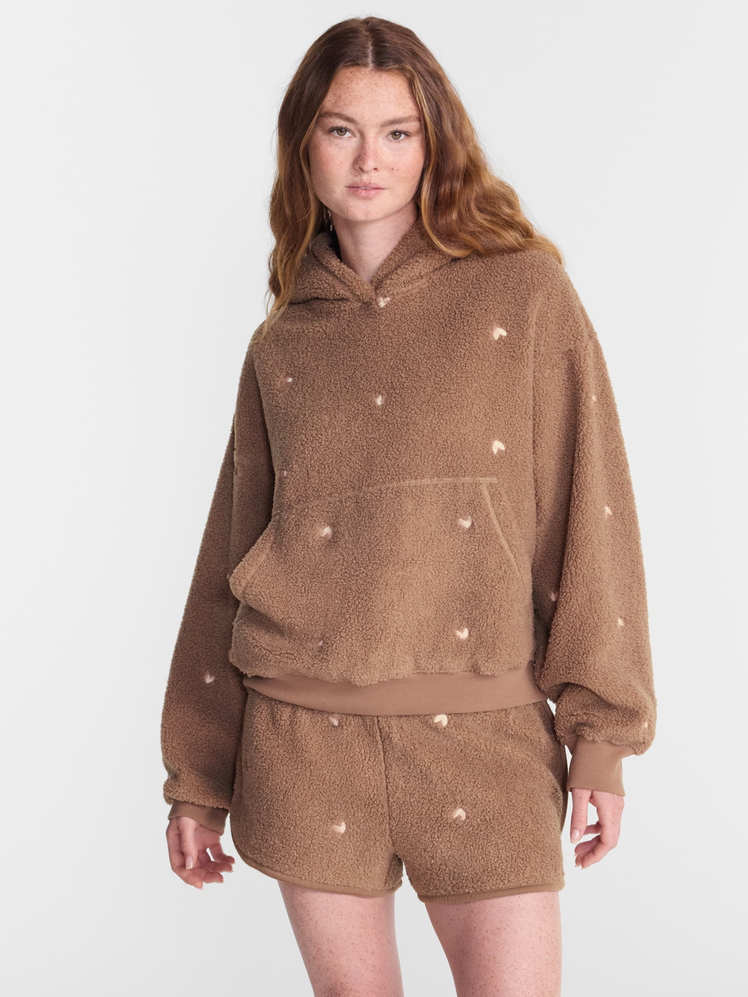 No Boundaries Cozy Teddy Hoodie, Women’s XS-2X