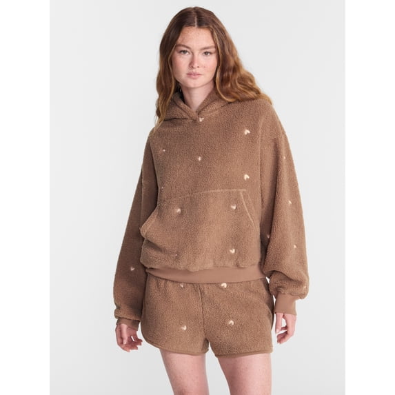 No Boundaries Cozy Teddy Hoodie, Women’s XS-2X