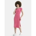 thumbnail image 1 of No Boundaries Ribbed Midi Dress with Cap Sleeves, Women's, 1 of 4