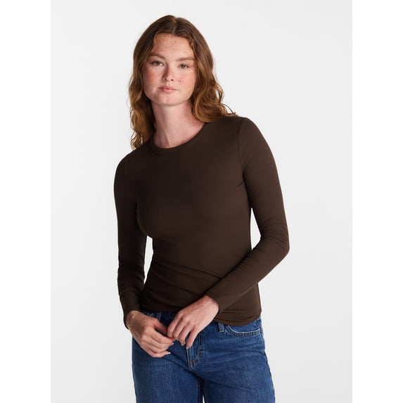 No Boundaries Crew Ribbed Tee, Women's XXS-XXL