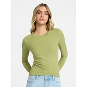 NO BOUNDARIES Ribbed Crewneck Tee with Long Sleeves, 1 or 2-Pack, Women's & Women's Plus XXS-XXL