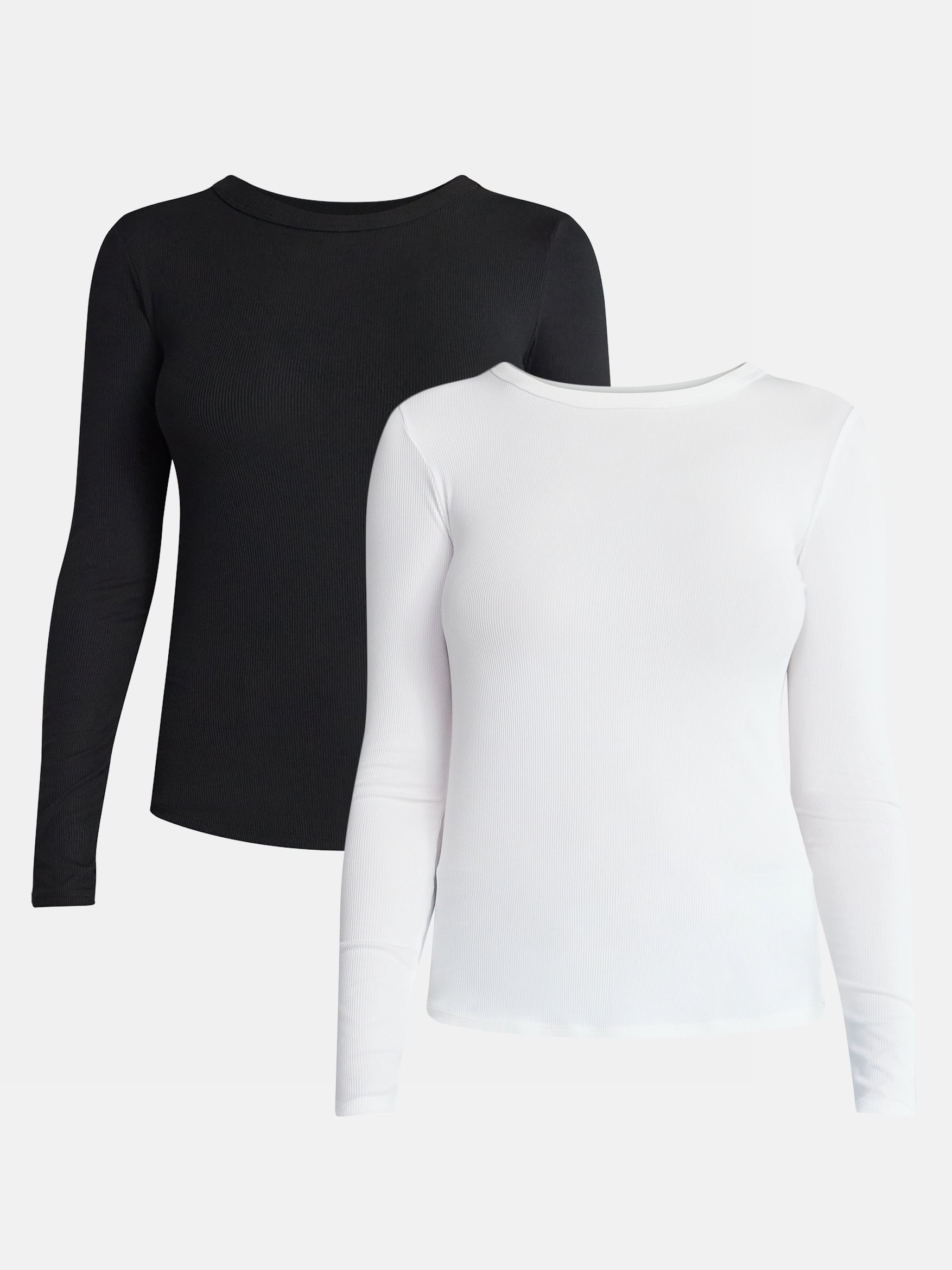 No Boundaries Crewneck Tee with Long Sleeves, Women's & Women's Plus XXS-4X