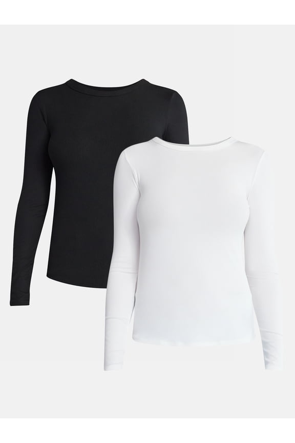 Crewneck Tee with Long Sleeves, Women's & Women's Plus XXS-4X