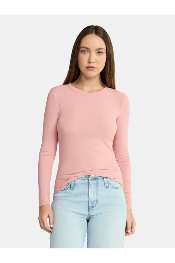 Crew Ribbed Tee with Long Sleeves, Women's