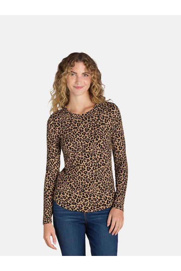 Ribbed Crewneck Tee with Long Sleeves, Women's & Women's Plus XXS-4X
