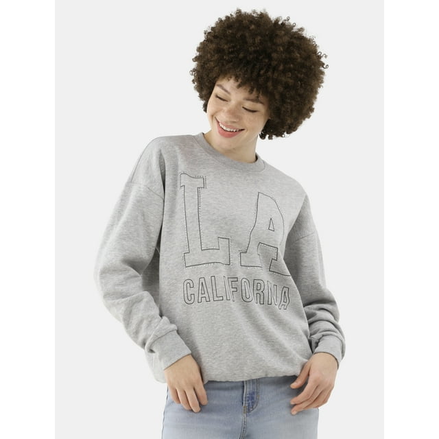 No Boundaries Embellished Sweatshirt with Long Sleeves, Women's