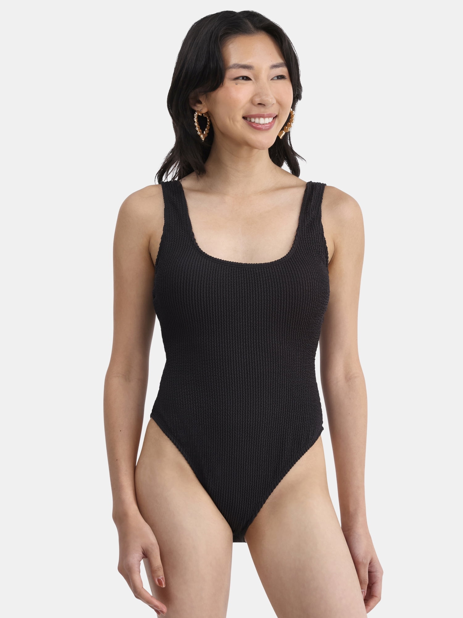 Women's Herringbone Crinkle One Piece Swimsuit, Sizes XXS-XXL