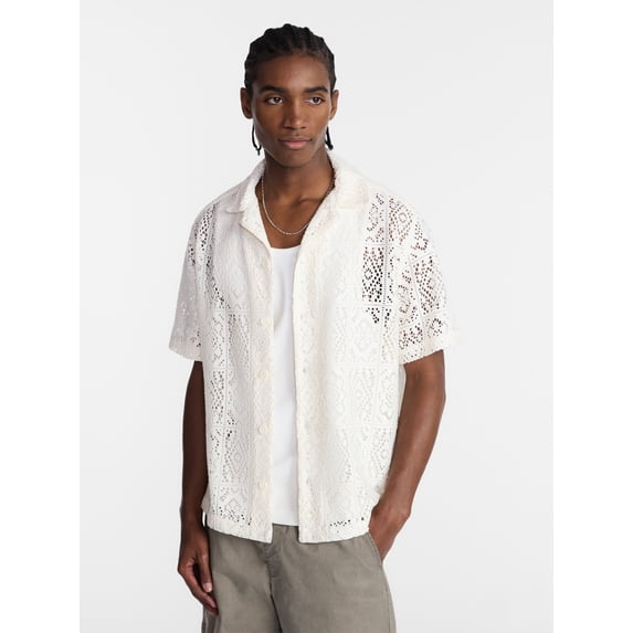 No Boundaries Crochet Shirt with Short Sleeves, Men's XS-4XLT