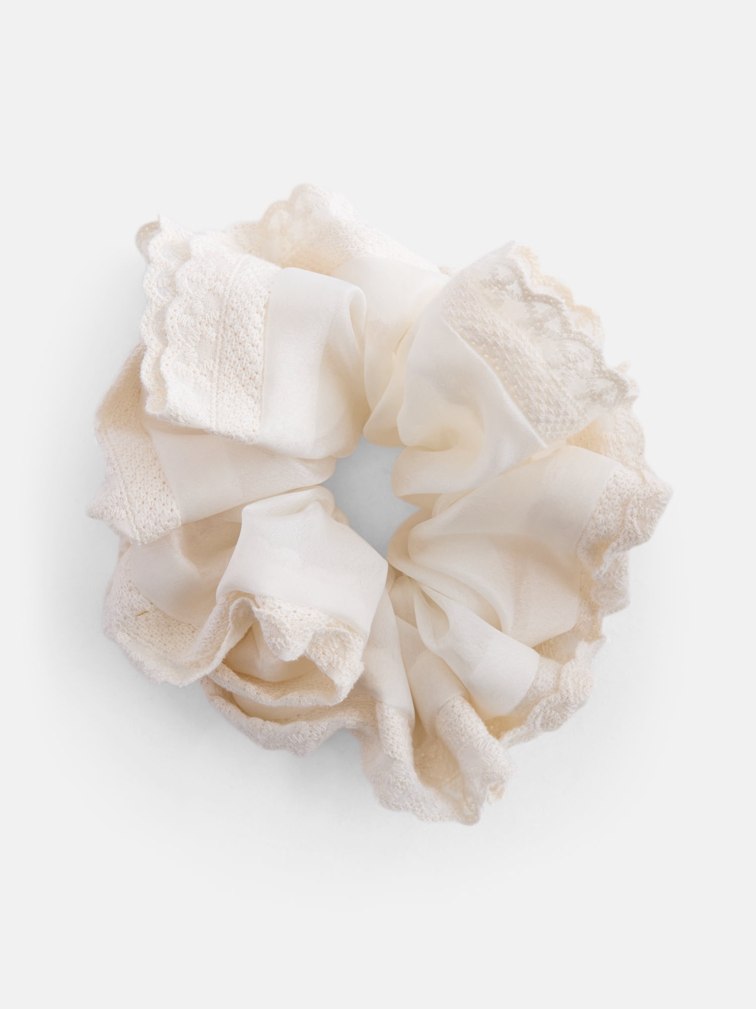 No Boundaries Women's Crochet Scrunchy Hair Tie, Ivory