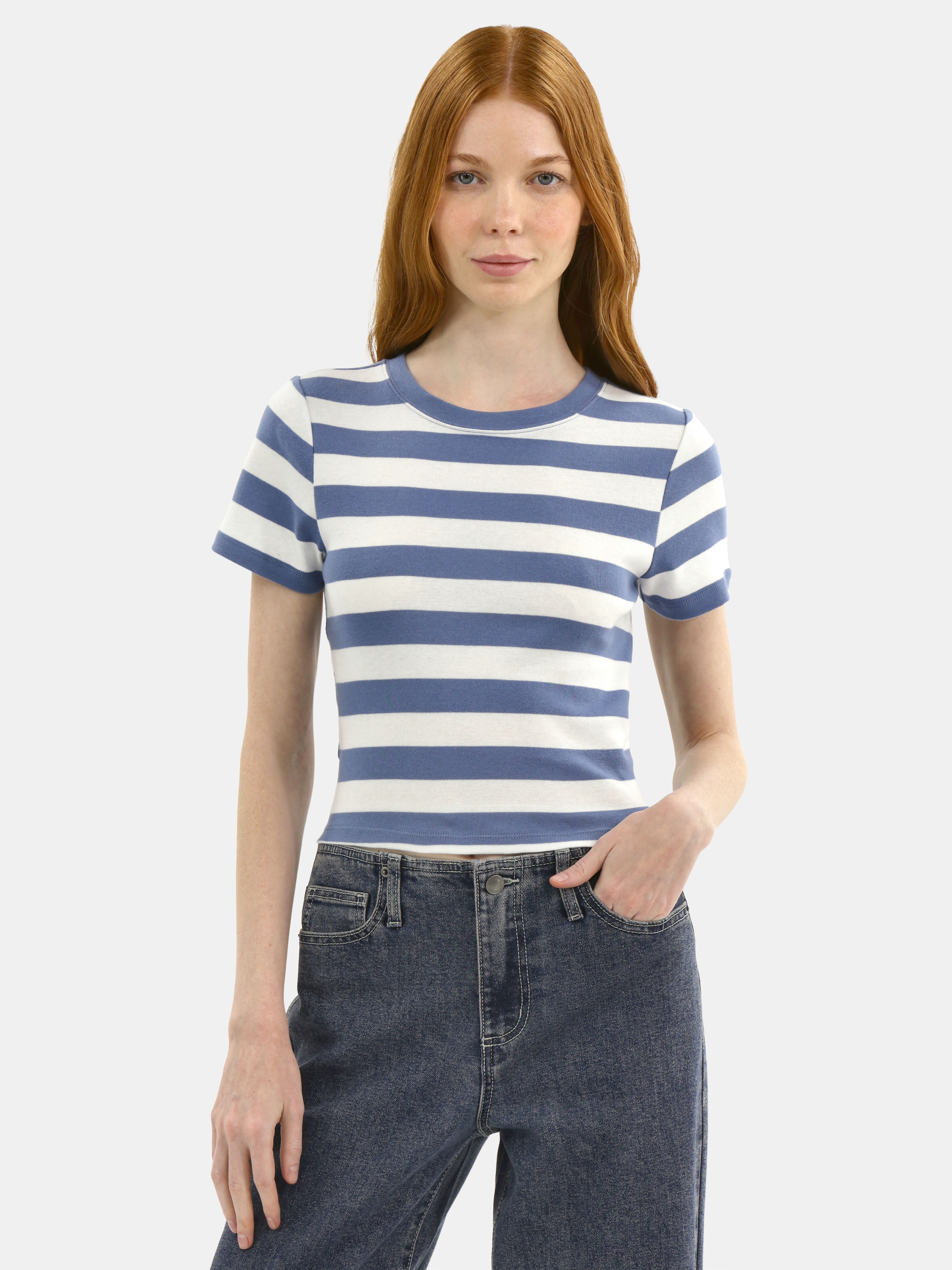 Cotton Crew Cropped Tee, Women's