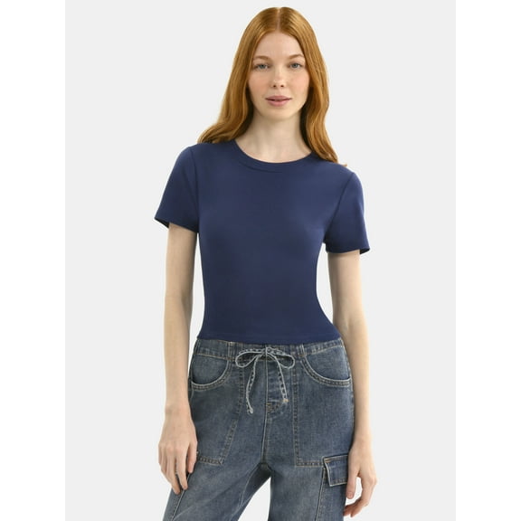 No Boundaries Cotton Crew Cropped Tee, Women's