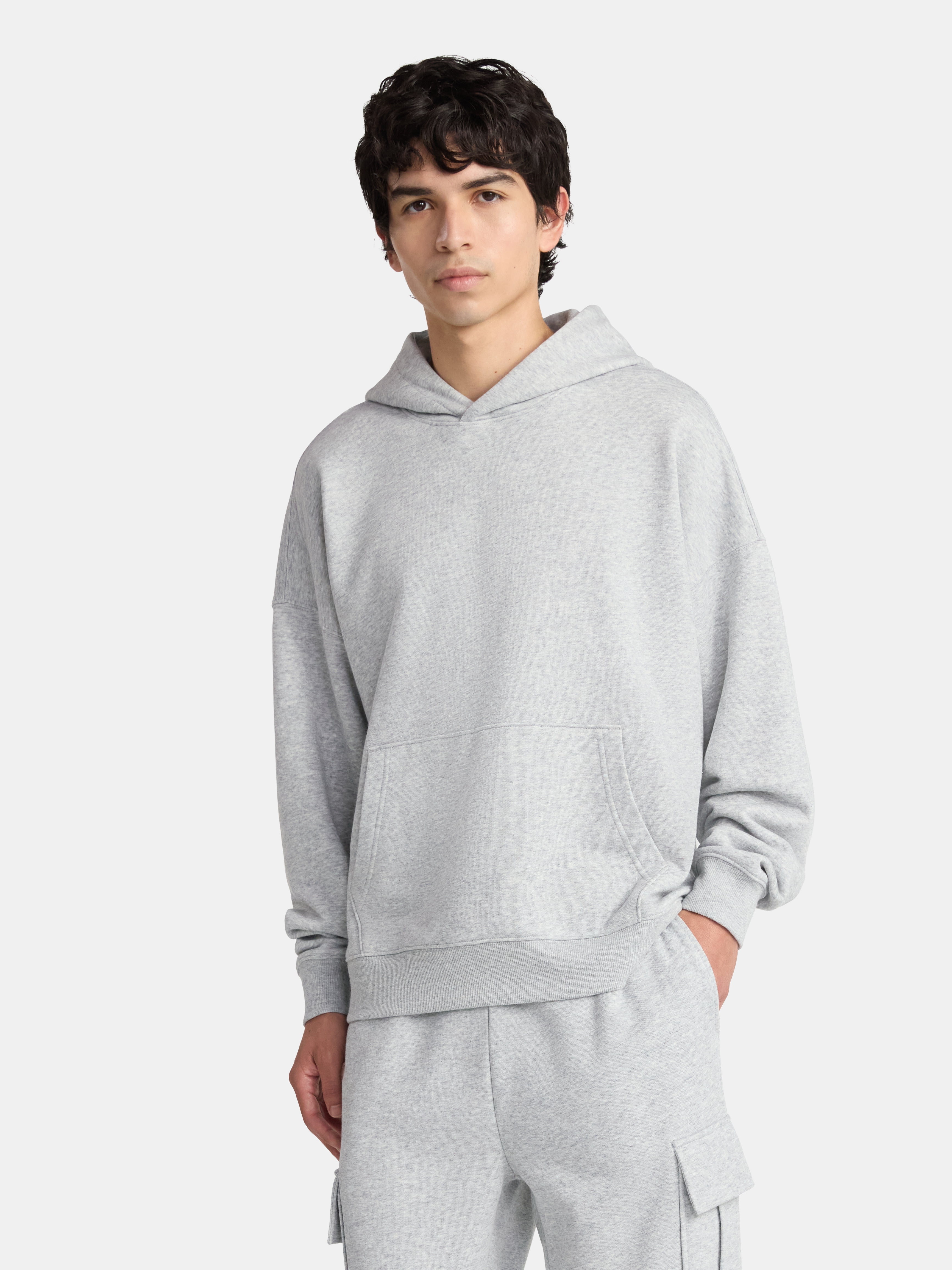 No Boundaries Boxy Fit Cropped Sweatshirt Hoodie, Men's & Big Men's